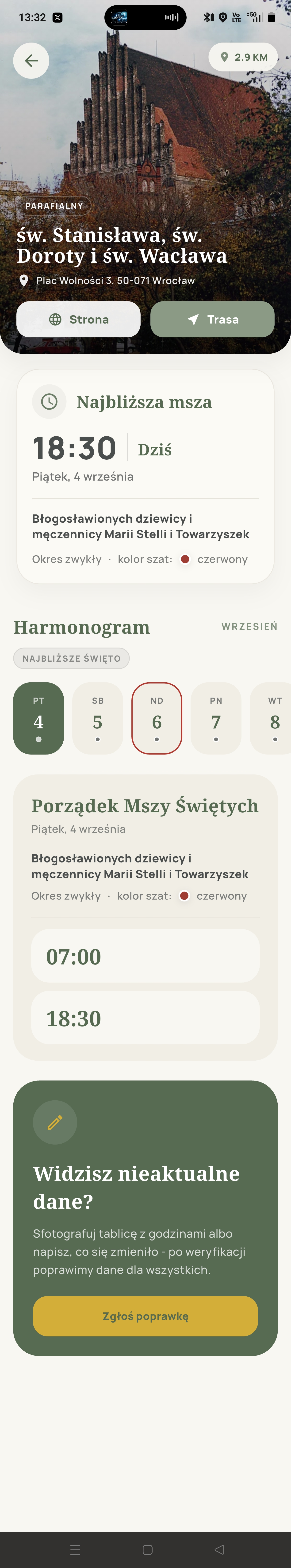Godziny Mszy i liturgia w jednym miejscu